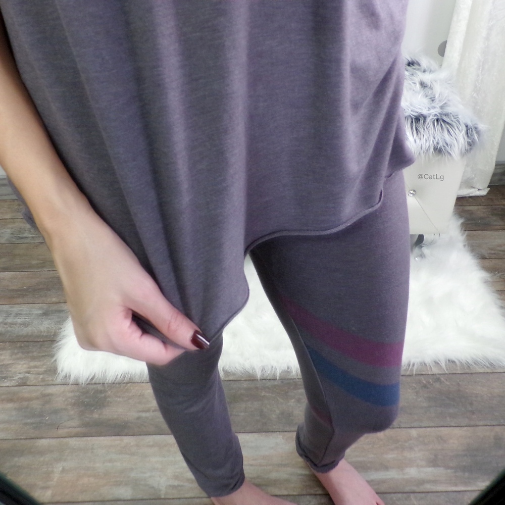 Lounge Wear Bottoms Gray Soft Varsity Joggers - Picture 3 of 6